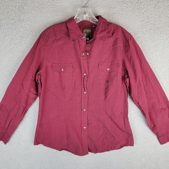 Roper Womens Top Size Large Collared Pearl Snap Up Long Sleeve - Picture 1 of 9